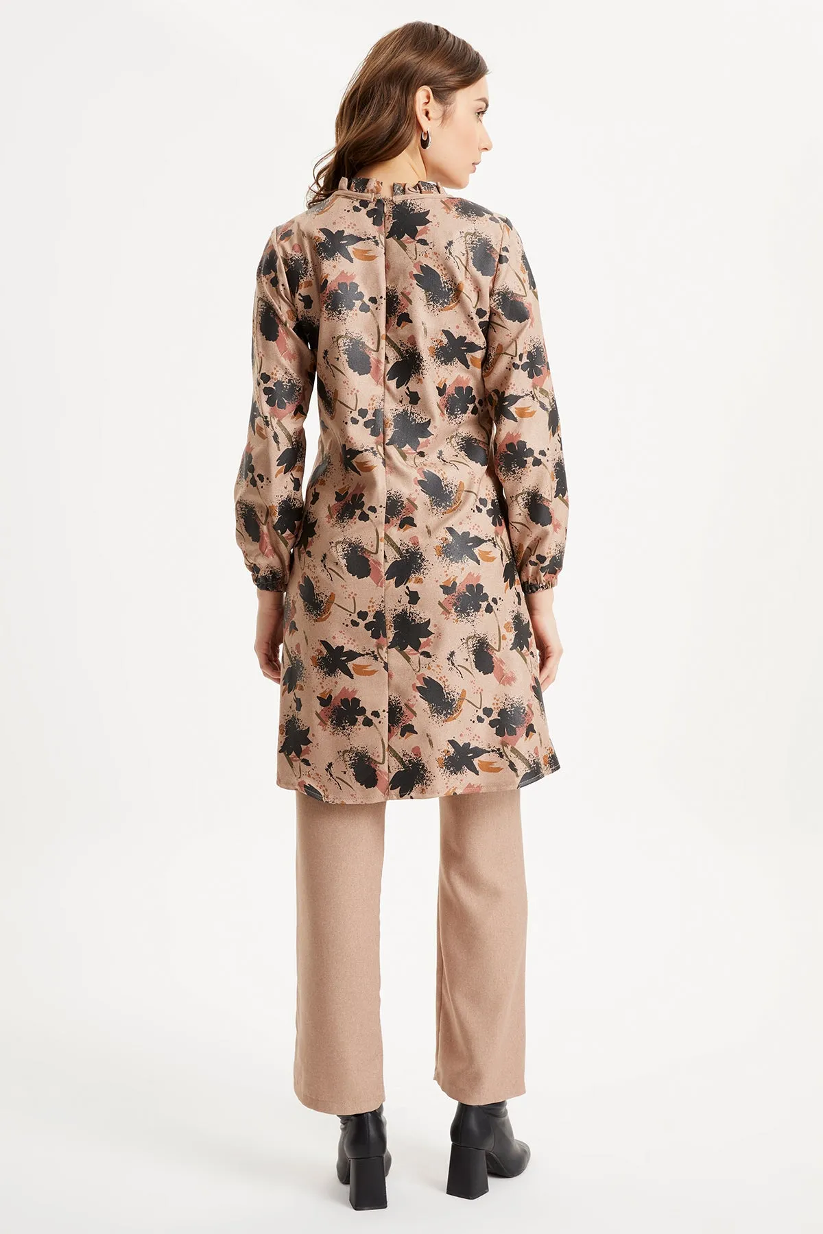 ZRF Women Black Patterned Tunic Pants Suit - Créteil