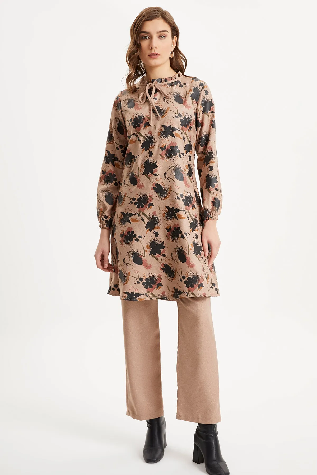 ZRF Women Black Patterned Tunic Pants Suit - Créteil